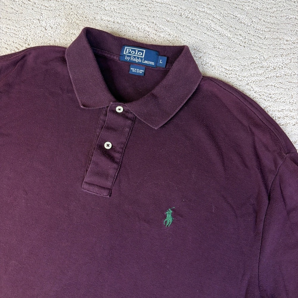 Men's Polo By Ralph Lauren Size Large Burgundy Polo Shirt Cotton